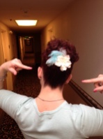 Super cute hair accessory my sister Alicia made for me.